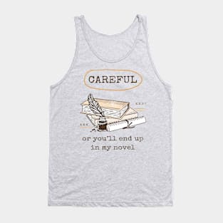 Funny Writer Quote Book Pile Cartoon Tank Top